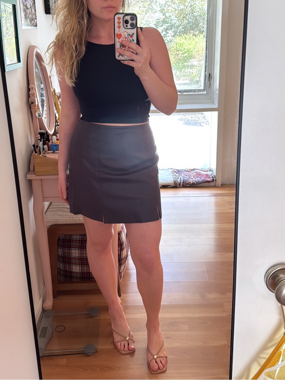Topshop burgundy faux leather skirt
